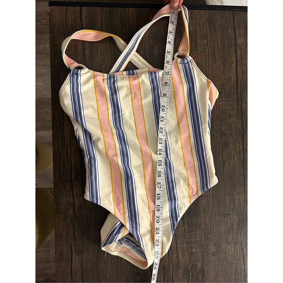 Madewell x OOKIOH Costa One-Piece Swimsuit in Cabana Stripe Size S Vacation - Picture 9 of 10